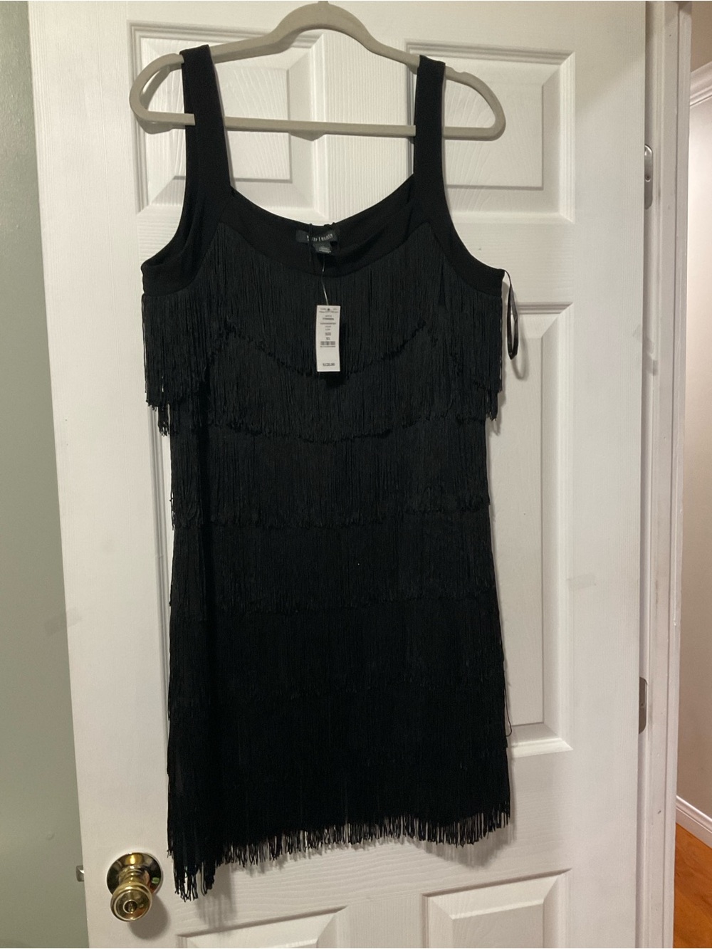 White House Black Market Black Fringe Mini Dress